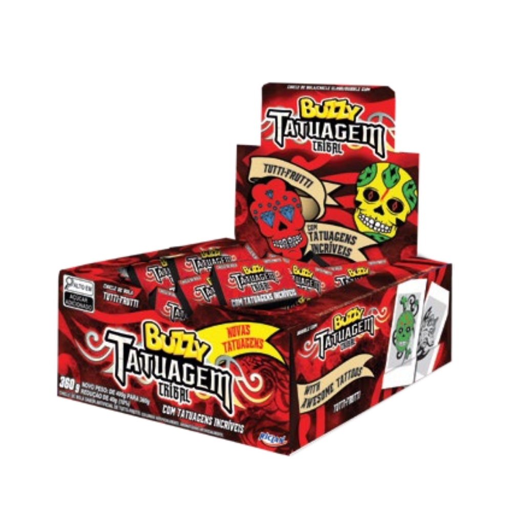 CHICLE BUZZY TATTOO TRIBAL TUTTI FRUTTI 90 UN